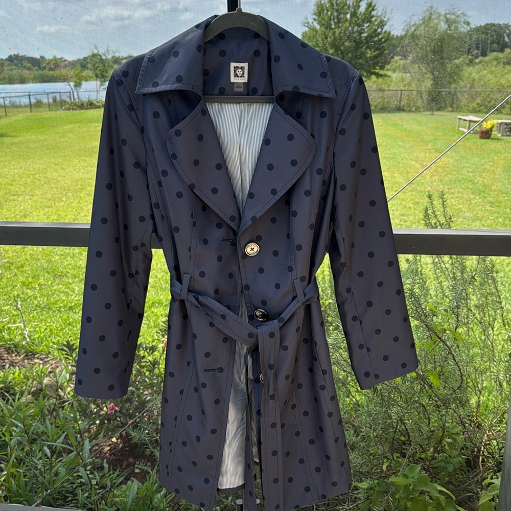 Anne Klein Polka Dot Light Trench Coat size large